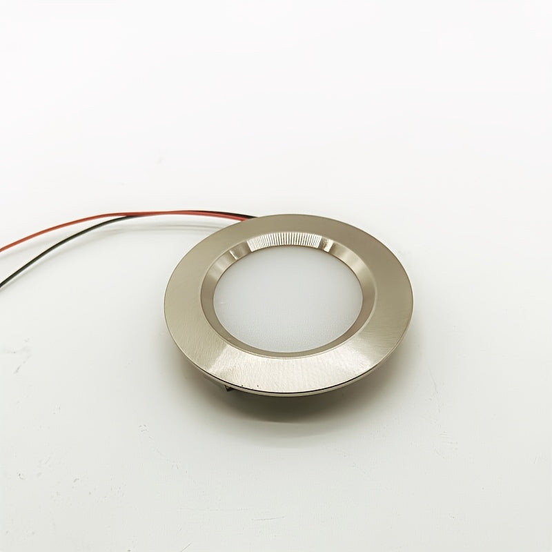 Recessed LED round downlight spotlight, metal aluminum housing, DC12V 24V, diameter 68mm*14mm, cutout 55mm, nickel color, 3W 5W LED cabinet light, for garage, bathroom, sauna lighting, shopping mall, restaurant, bedroom, corridor