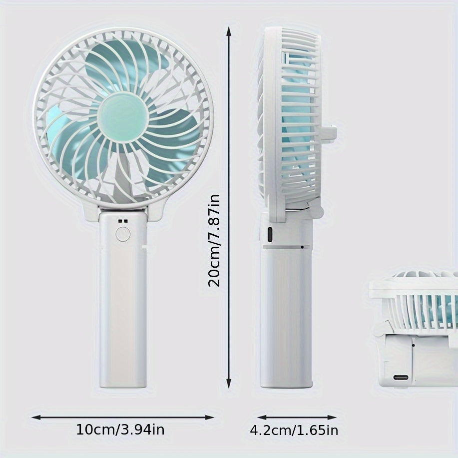 Stylish Minimalist Handheld Fan, Foldable Portable Mini Fan, USB Rechargeable Desktop Fan with 3 Wind Speed Modes