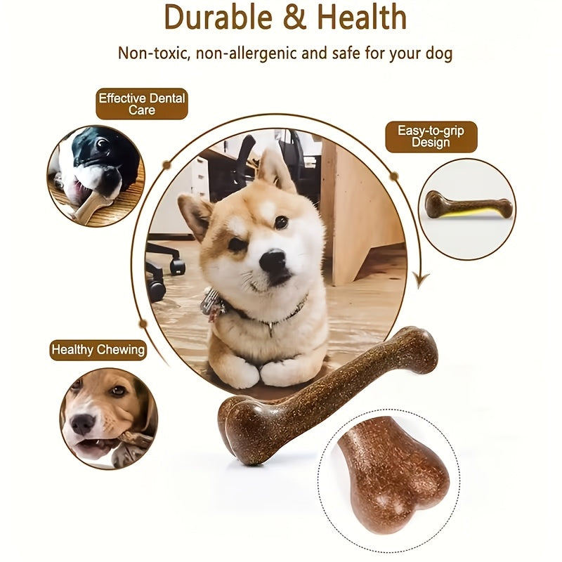 2件套坚不可摧的幼犬咀嚼骨 - 牛肉味牙齿健康 & 强力咀嚼者，重型聚丙烯狗咬玩具（骨形，大/中/小型犬，斗牛犬，恶霸犬种） - 耐用幼犬磨牙骨，耐磨耐咬