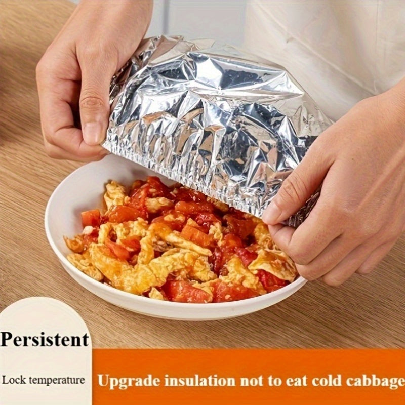 Food-Grade Reusable Foil Insulation Lid – Tabletop Heat Retention Cover, Aluminum Foil Lid, Kitchen Freshness & Heat Preservation Film Cover for Bowls, Plates, Dishes – Keeps Food Warm, Fresh, and Protects from Insects & Dust, Food Warming Equipment