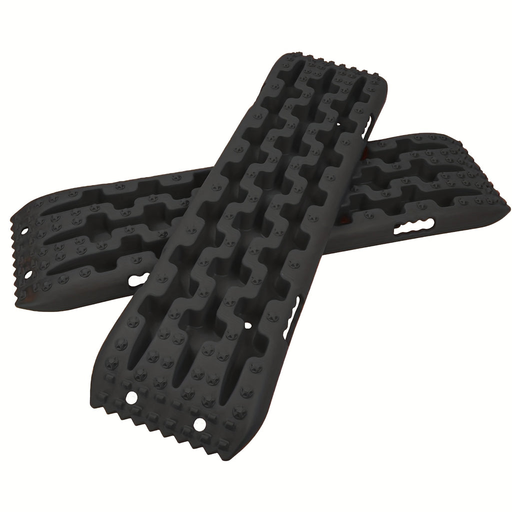 Off-Road Recovery Traction Boards – 4WD Rescue Mats for Mud, Sand, Snow & Rocky Terrain. Pair of 4x4 Recovery Tracks with 2 Straps, for RVs, Trucks, Jeeps, SUVs – Available in Orange & Red