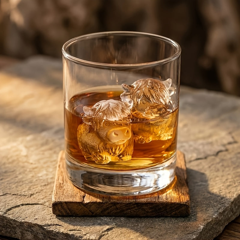 1/2Pcs Mini Highland Cow Ice Cube Mold – Cute 3D Ice Cubes, Perfect for Drinks, Parties and Gifts