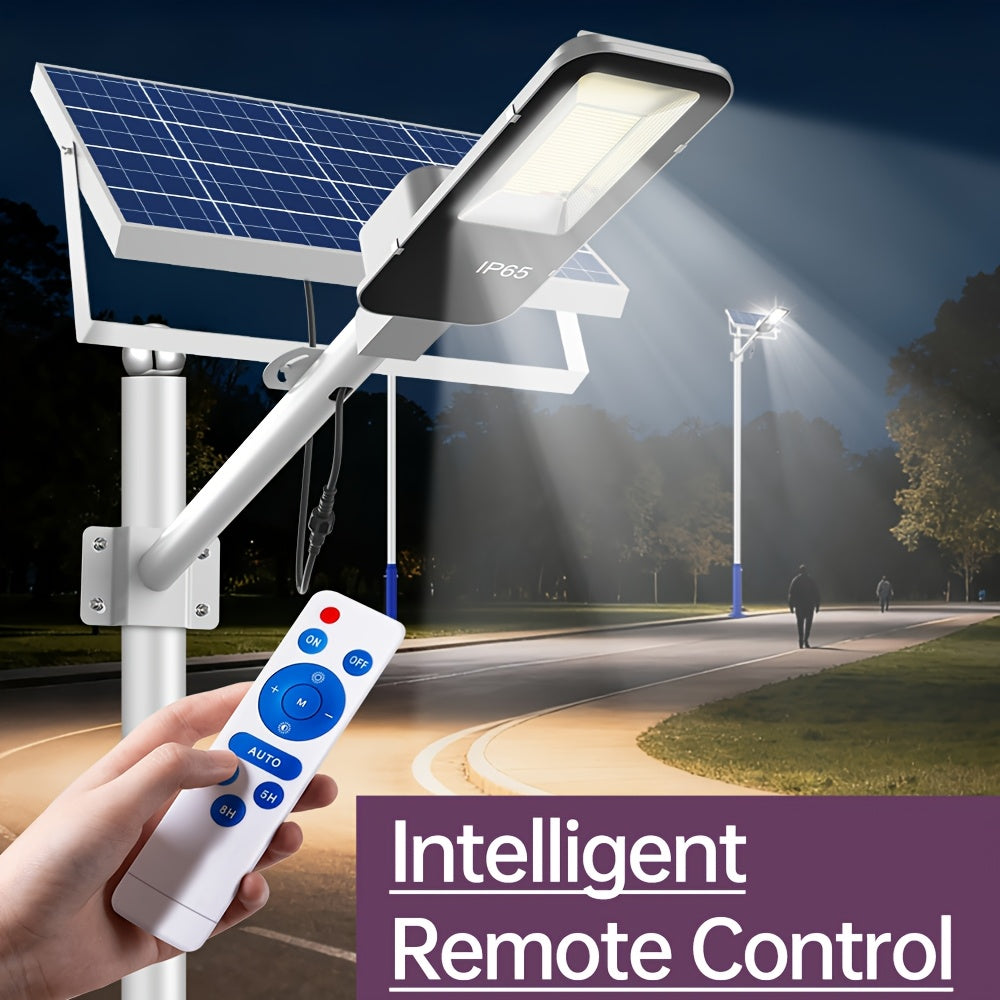 1 Piece Powerful Outdoor Solar Split Street Light, High Brightness Courtyard Lighting, Dusk-to-Dawn Auto On/Off, with 6000mAh, with Remote Control and Multiple Mounting Accessories, Perfect for Roads, Pathways, Courtyards, Parks