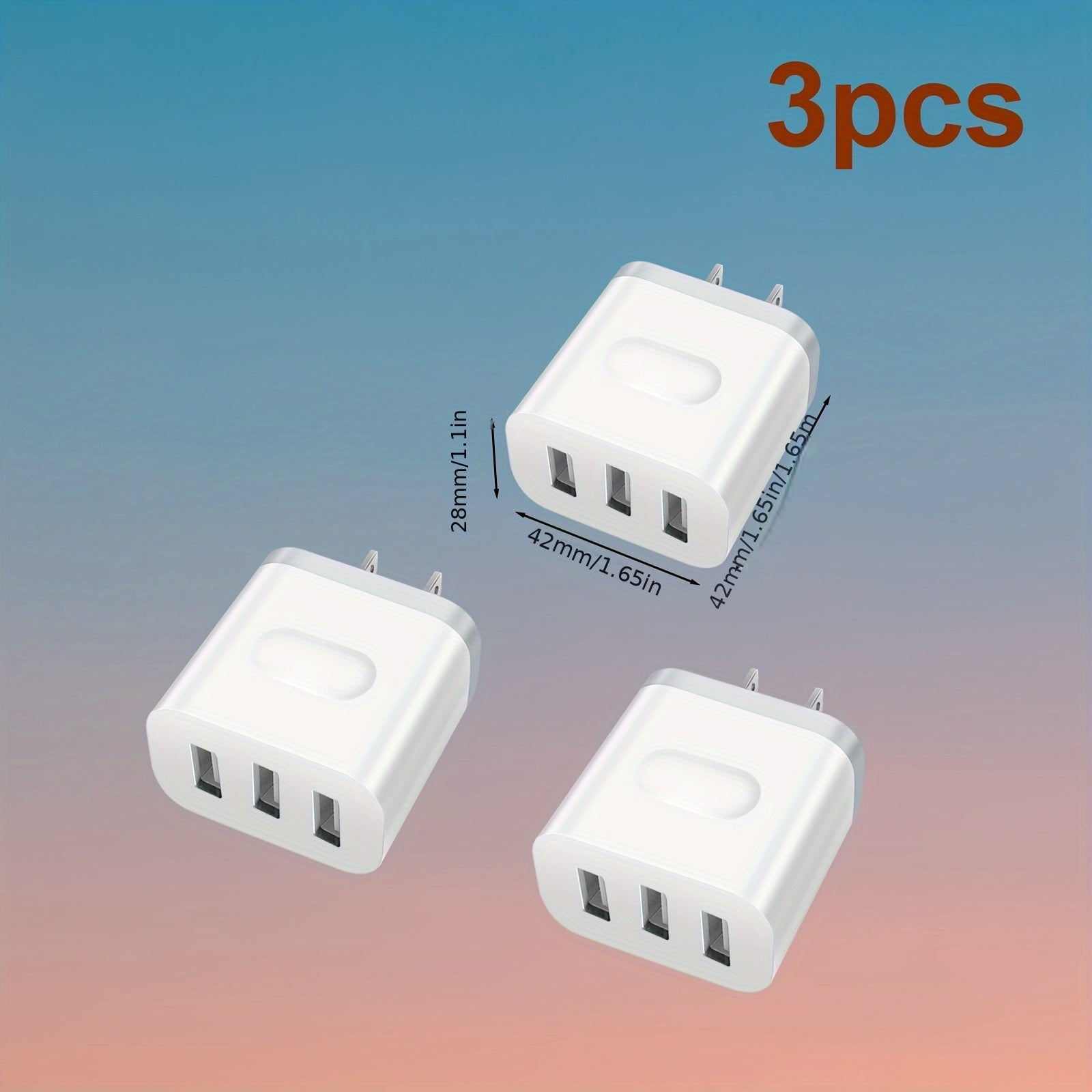 3-in-1 USB-C Fast Charger with Global Voltage 100-240V, Compact Cube Power Adapter with USB-PD 3.0, Global Plug Compatibility for iPhone 16/15/14 Pro Max/10/SE/X/XS/8 Plus/S22/S21/S20, Smartphones, Tablets, Smartwatches - Travel-Friendly Charging Station
