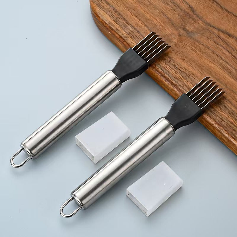 Multifunctional Stainless Steel Vegetable Slicer – For Onion, Garlic, Tomato – Handheld Onion Cutter with Multiple Blades for Efficient Slicing – Must-Have Kitchen Gadget, Vegetable Slicer & Chopper