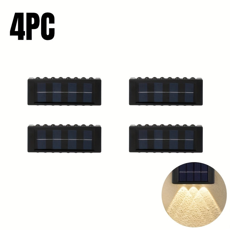 Set of 4 Solar Outdoor Garden Lights! Equipped with 12/16 LED Lights, Two-Way Wall Illumination, IP44 Rating, Easy Installation! Made of Durable Plastic, Perfect for Illuminating Outdoor Paths in Your Garden, Pathway Light, Solar Design