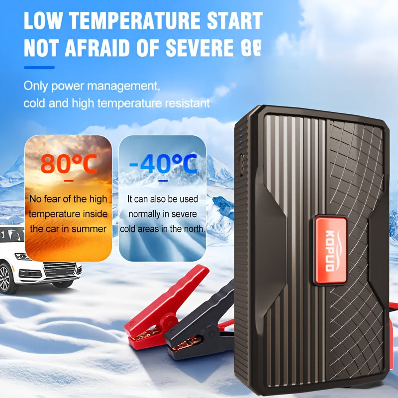 12V Car Battery Jump Starter - 6000A Portable Jump Box for Up to 1.59gal Gas & 1.32gal Diesel Engines, with USB/Power Bank/Dual Output & LED Light + Car Charger