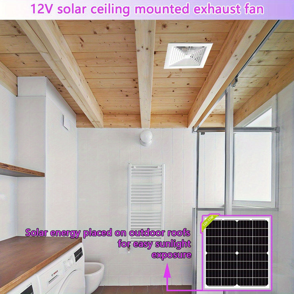 Portable 8 Inch Solar Fan with 17W Solar Panel - Lightweight DC Voltage Design, Perfect for Camping, Hiking, Travel, Greenhouse, RV and Dog House Ventilation