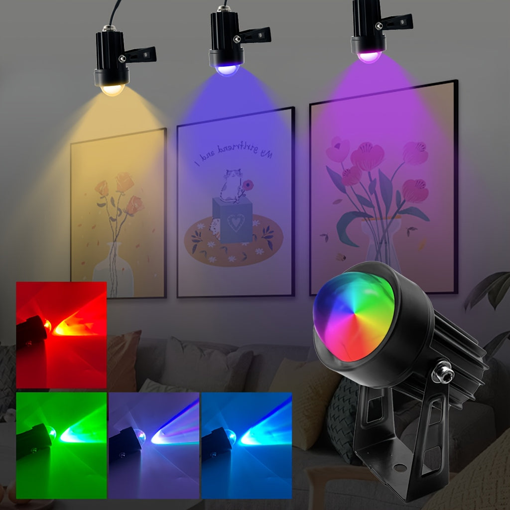 Indoor RGB Spotlight, Multi-Color Changing Wall Light, Mini Spotlight, Dimmable Color Changing LED Plant Spot Light, Art Decorative Light