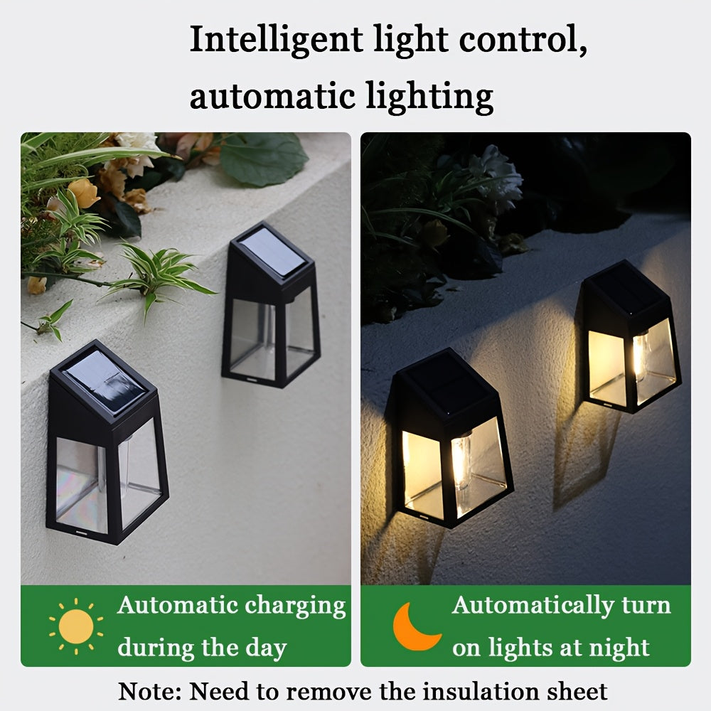 2/4pcs Courtyard Solar Light, IP44 Waterproof Outdoor Wall Light, LED Filament Bulb, Garden Villa Night Light, Perfect for Deck, Fence, Porch, Garden Lighting