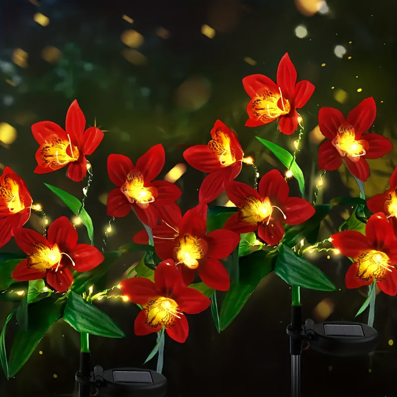 1/2 Piece Solar 7 Orchid Lawn Light Outdoor Waterproof Decorative Courtyard High-Brightness Garden Corridor Ground Insert Lawn Light Outdoor Solar Light Outdoor Lawn Light