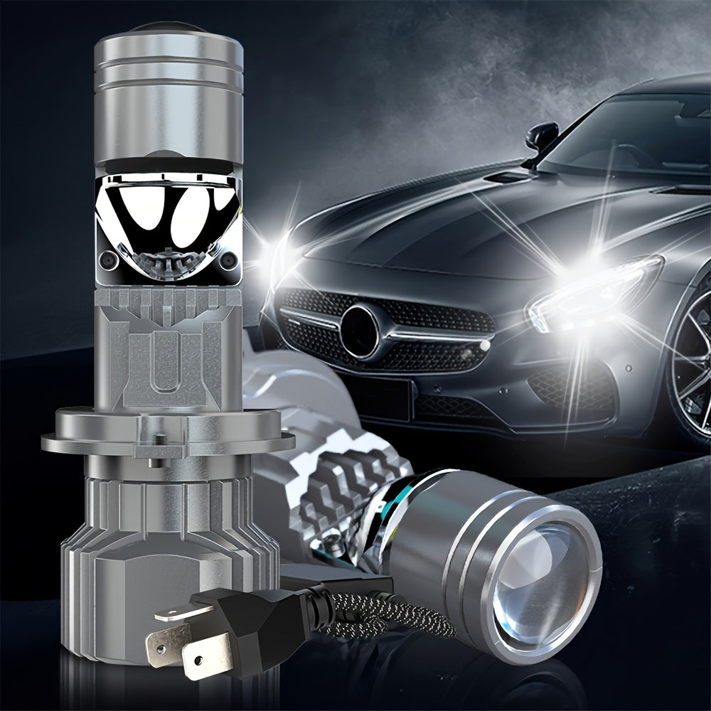 2-Pack H4 LED Bulbs, Car LED Headlights, 57860 Lumens, 6500K 360° Beam Angle, 6-Lens Spotlights with 3570 Chips, No Battery Needed, Easy to Install - B0070