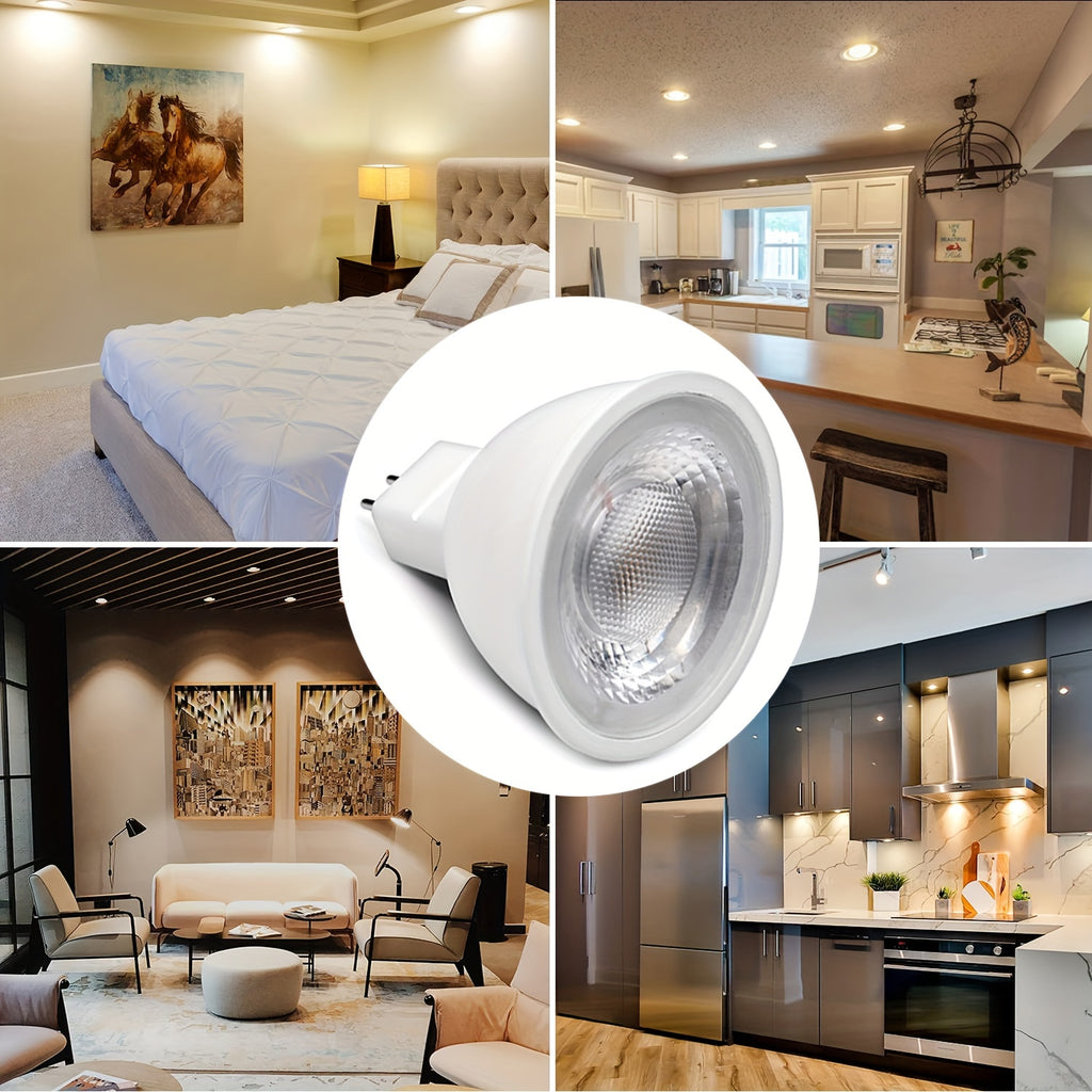 MR16 GU5.3 LED track light spotlight downlight recessed light source bulb, chandelier LED spotlight MR16 lamp cup indoor outdoor hallway AC/DC 12V GU5.3 3000K 5W two-pin base bulb, replaces 50W halogen bulb, 4/6/10-pack