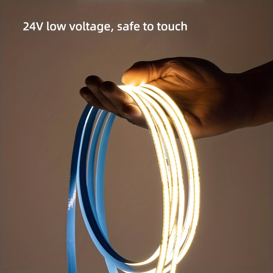 10M/393.7英寸 COB LED灯带 - 320 LED/M，8mm宽，24V - 3000K/4000K/6500K，柔性耐用，适用于室内/室外，非常适合家庭、厨房、卧室和舞台照明，室内照明 | 家用LED灯
