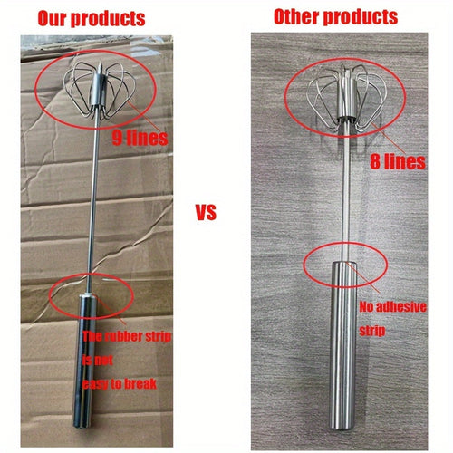 1pc Multifunctional Stainless Steel Whisk & Milk Frother, Home Baking Tools, Cream Egg Hand Blender, Household Push Blender Blender - Egg Whisk, Milk Frother, Hand Push Blender Blender Multi-Tool - Kitchen Utensils for Mixing, Blending, Beating