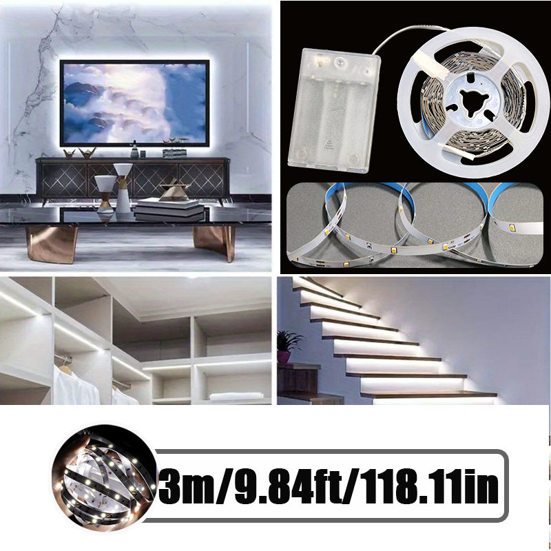 DC 5V USB LED灯带 - 带电池盒的灵活照明选择，长度可选39.37英寸、78.74英寸、118.11英寸、196.85英寸和393.7英寸。非常适合在楼梯、卧室、派对、厨房、电视和圣诞装饰中使用（不含电池）