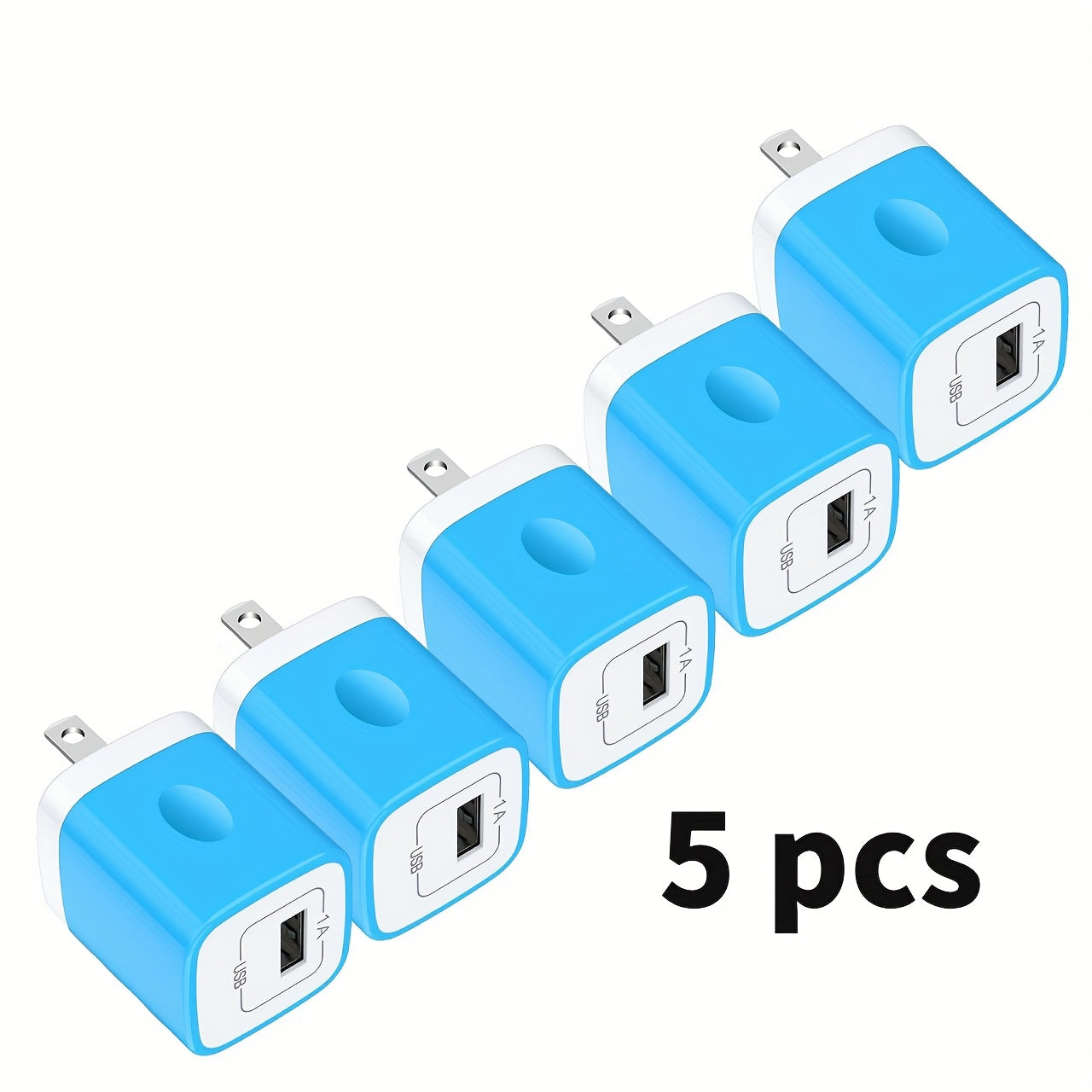 [5pcs-1Port 5W] USB Charger Wall Plug, Outlet AC Power Adapter Block Cube for iPhone, for iPad, for Samsung, for Android or Type A Phones Charge Multiple USB Hub Station Base