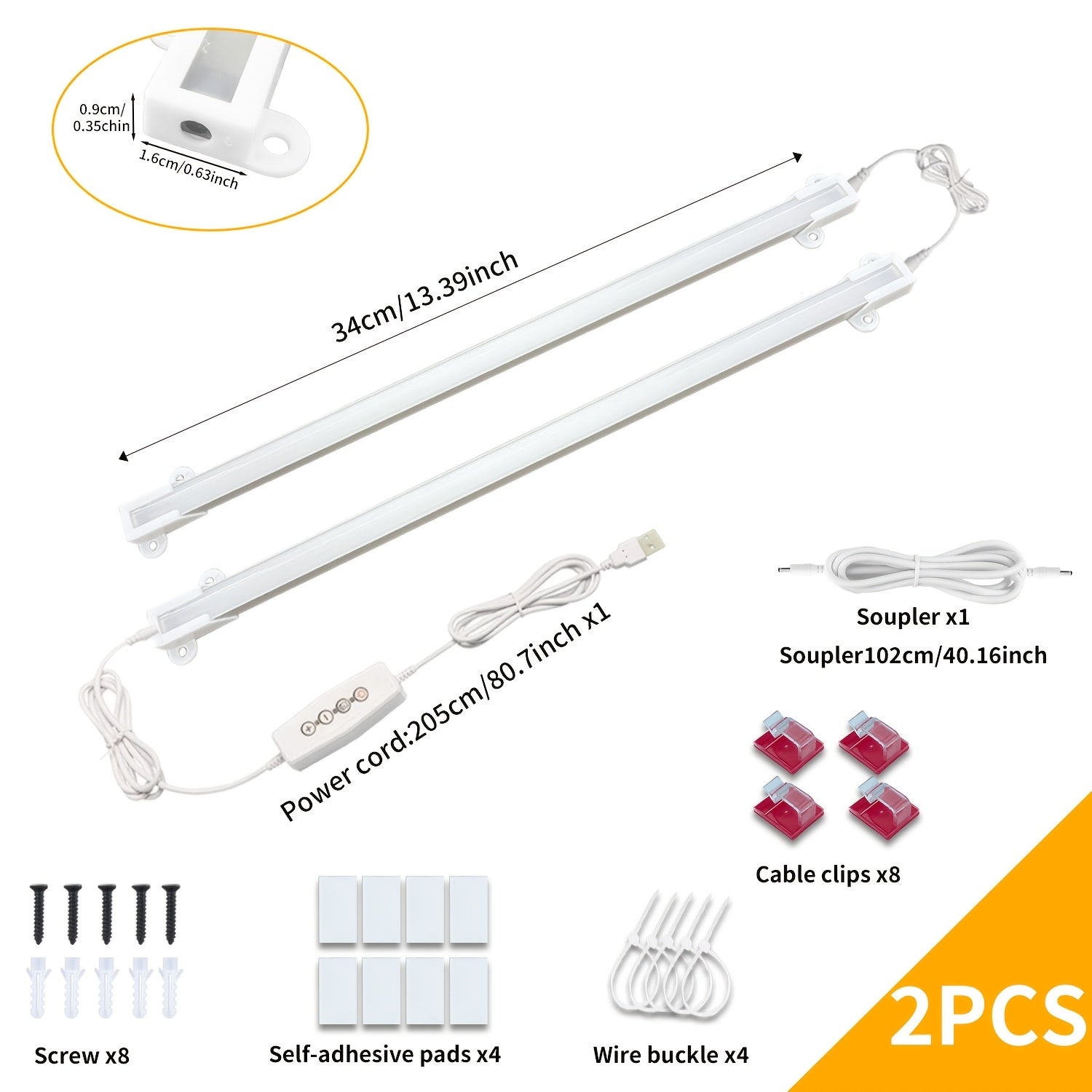 1 件/2 件/3 件/4 件超亮冷白色 LED 下櫃任務照明套裝，可互連燈具，無介面卡（5V/2A），可調光 LED 燈帶，適用於廚房櫥櫃、食品儲藏室架子、辦公桌、獨特的裝飾、鄉村住宅
