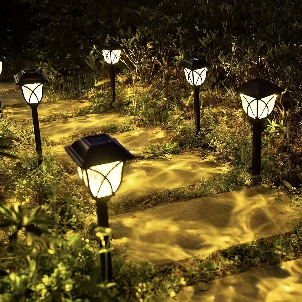 12PC Outdoor Solar Retro Checkered Landscape Lawn Light, Lawn Projection Lighting, Solar Garden Light, Courtyard Light, Pathway, Patio, Lawn, Sidewalk, Private Driveway, Outdoor IP44 Waterproof Solar Light