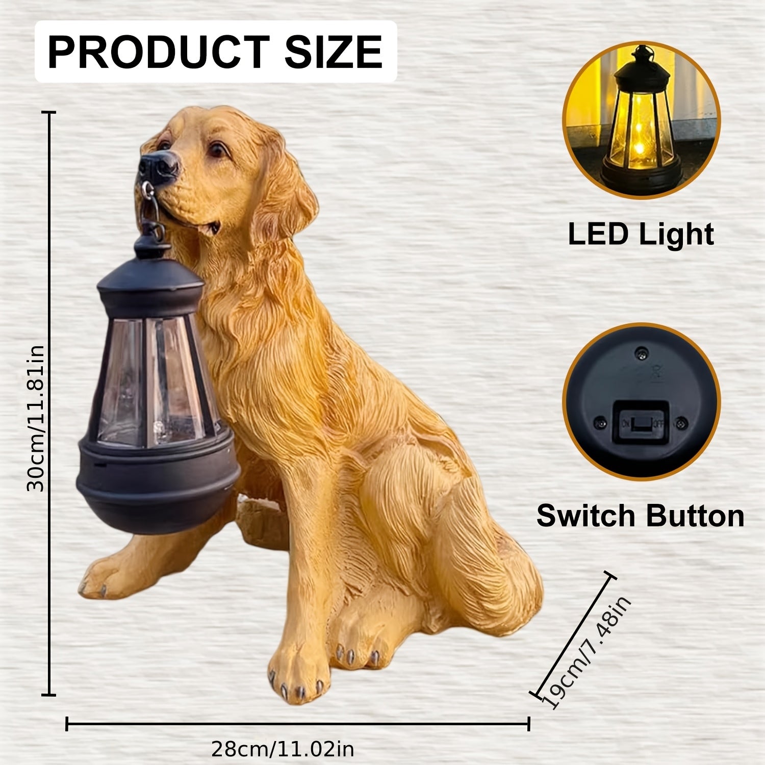 Solar Christmas Hound Night Watchman Decoration, Featuring a Glowing Golden Dog Body and Vintage Lights, the Perfect Companion Gift for Close Friends. Outdoor Christmas Decoration for Courtyard, Solar Christmas Light Outdoor Style