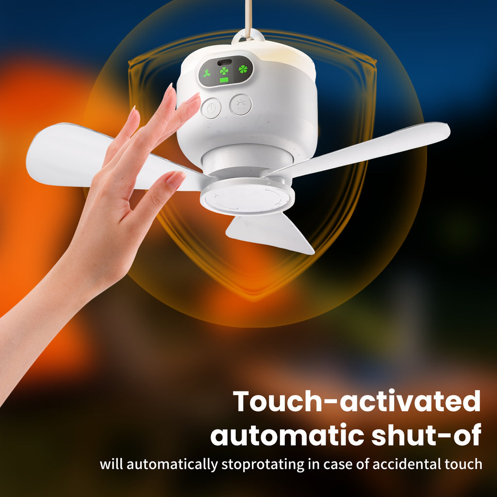 Portable Mini USB Ceiling Fan, Sports & Outdoor Gear, Camping Tent Fan Light with Remote Control, Rechargeable Smart Timing Fan with Ultra-Long Lasting Battery, 3 Adjustable Wind Speeds for Outdoor