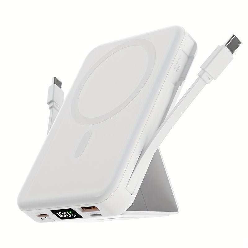 10000mAh Magnetic Fast Charging Power Bank With Digital Screen, Built-in 2 Charging Cables, USB Portable Mobile Phone Power Bank Can Charge 5 Devices At The Same Time, With Bracket, Compatible With IPhone 15/15 Plus/15 Pro/15 Pro Max/iPad