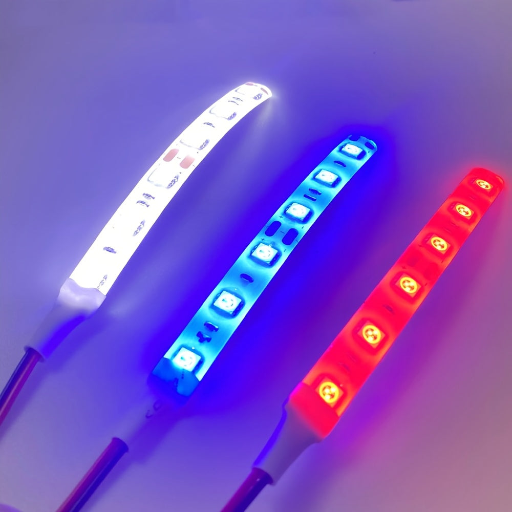4条装 DC12V LED 灯条5050 SMD-10 厘米/3.94 英寸（6 个 LED灯珠）+30 厘米/11.81 英寸（18 个 LED灯珠）柔性可剪裁带背胶，适用于照明、家居装饰（白色/红色/蓝色）