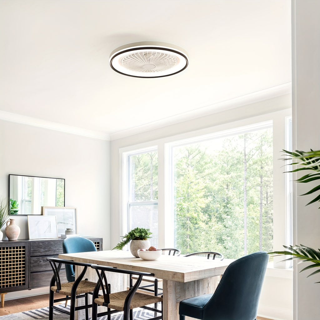 Sofucor 19 Inch Modern Ceiling Fan | RGB Color Changing Light, Dimmable Remote, Reversible DC Motor, 7 Blades & 3 Timers, for Living Room, Dining Room, Study & Bedroom