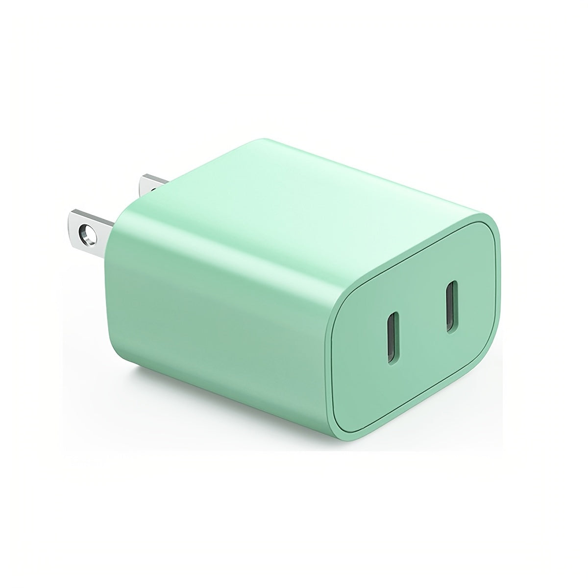 20W+20W USB C Charging Block Fast Charge, Dual Port Quick Charging Simulantaneous Data Transfer Power Adapter For IPhone 16/15/14/13/12/11/8/7, XS/X, IPad, Samsung - Green