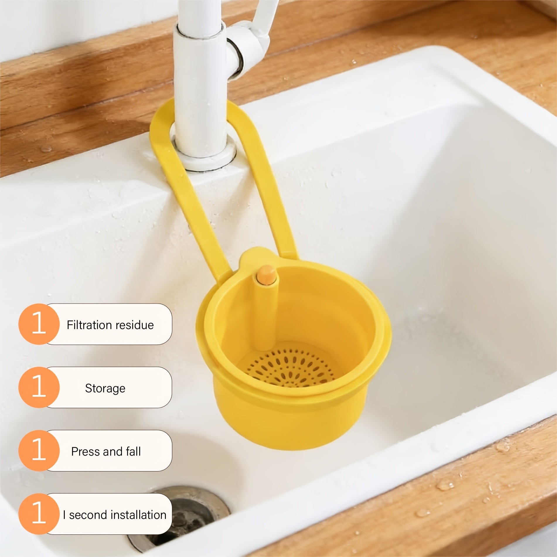 A Convenient & Easy-to-Use Drain Basket – Simple Press-Type Design, Filters Particles. This Wall-Mounted Sink Accessory is Perfect for Draining, Storing Sponges & Cloths – Ideal for Kitchen & Bathroom