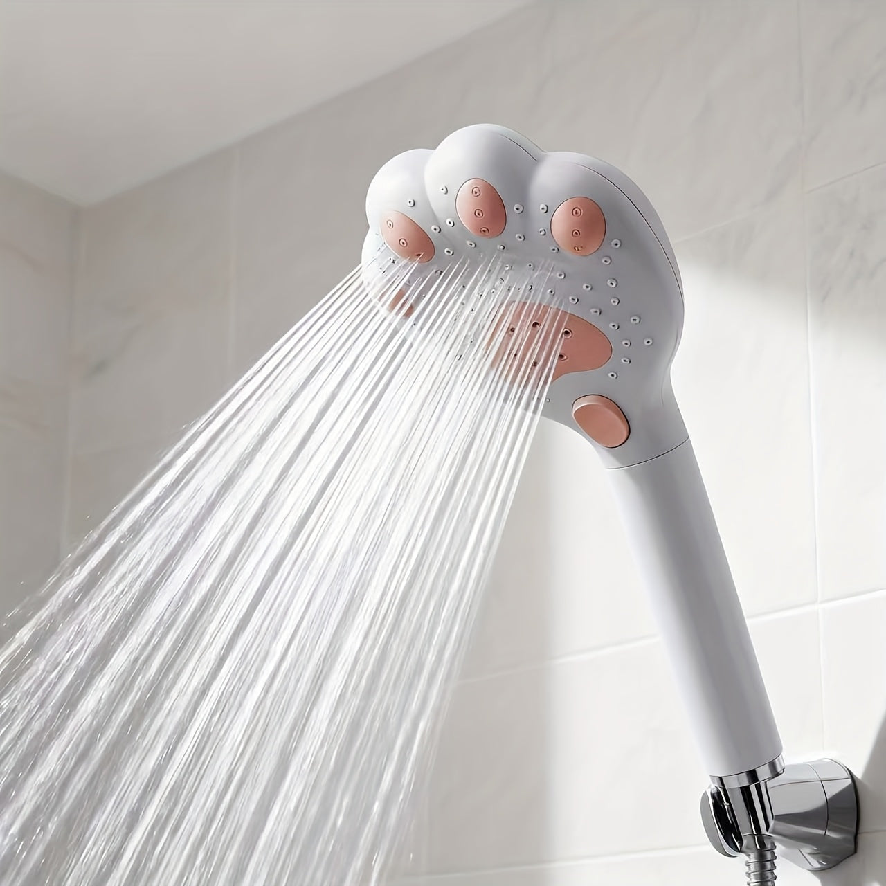 1 Adjustable Handheld Showerhead, Claw-Shaped Design, 3-Speed Massage, for Bathroom, Wall-Mounted & Hanging, Plastic Material, Shower Use Only