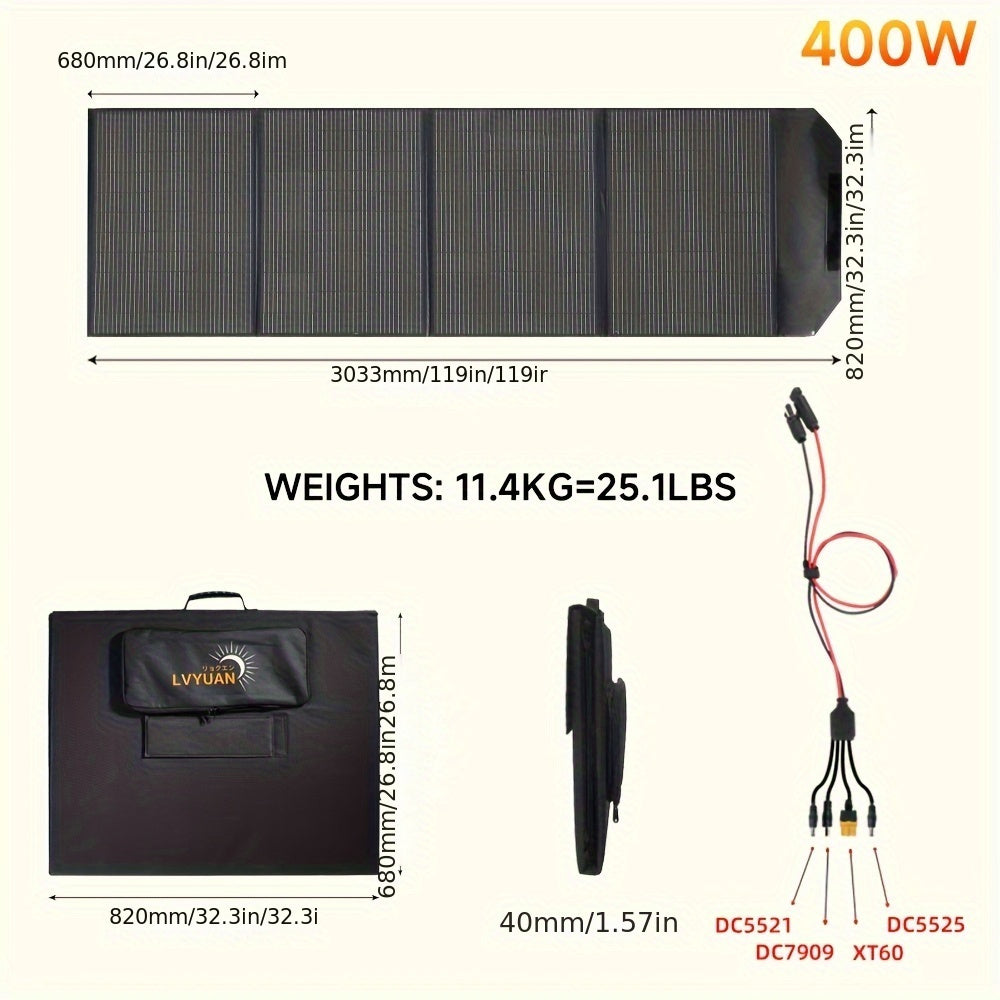 LVYUAN行動式單晶120W/200W 36V太陽能板，超輕摺疊型MC4聯結器電源站用太陽能充電器套件，適用於戶外露營RV離網系統