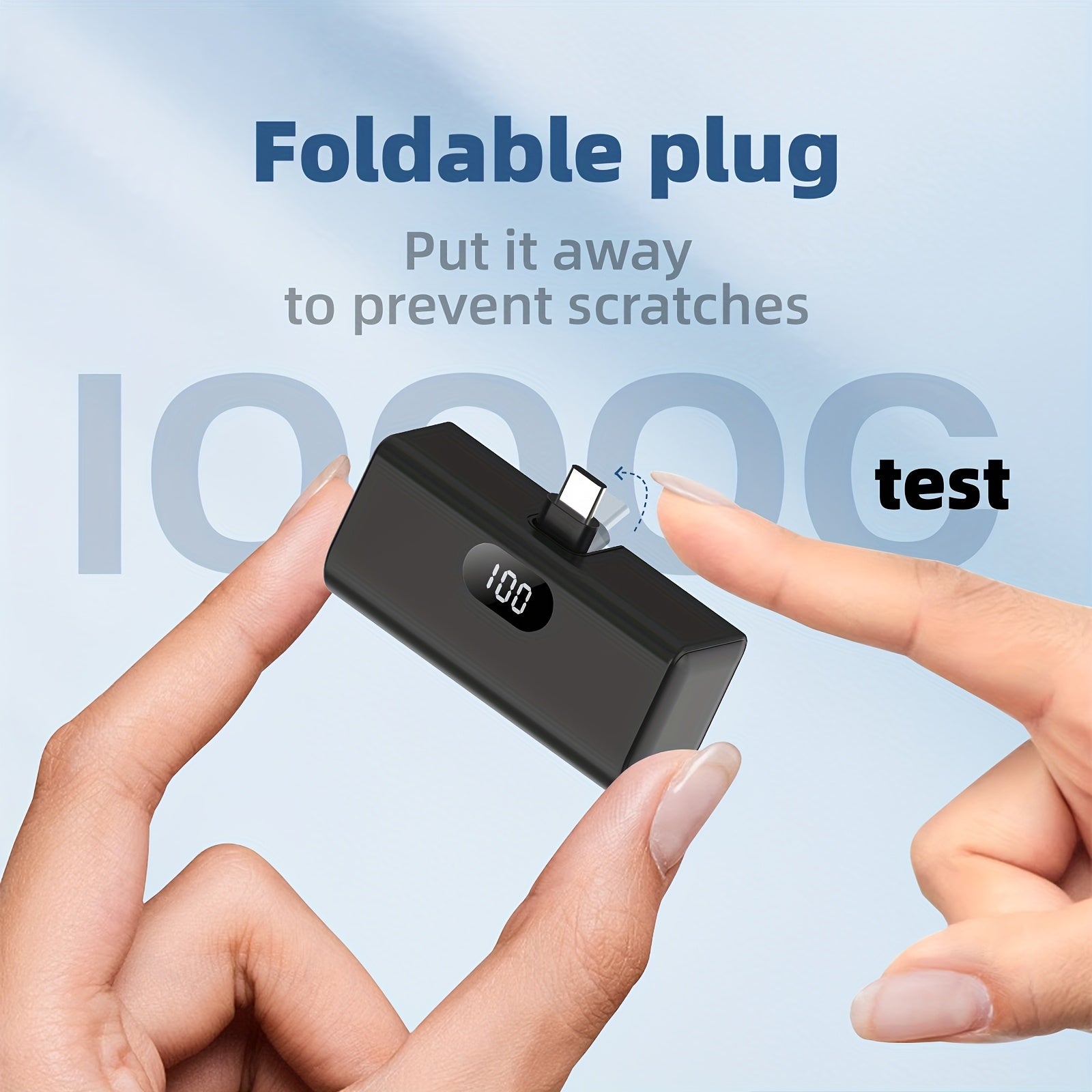 [新款迷你移動電源] 5000mAh超輕便攜充電器，內建USB-C直插式介面，5V2A輸出，LED數字顯示，無需線纜，直接插入充電，適合飛行，相容IOS 17/16 Plus/15 Pro/15 Pro Max/Pad Pro，安卓手機、耳機、揚聲器及其他電子裝置。是通勤者、旅行者、學生的理想選擇