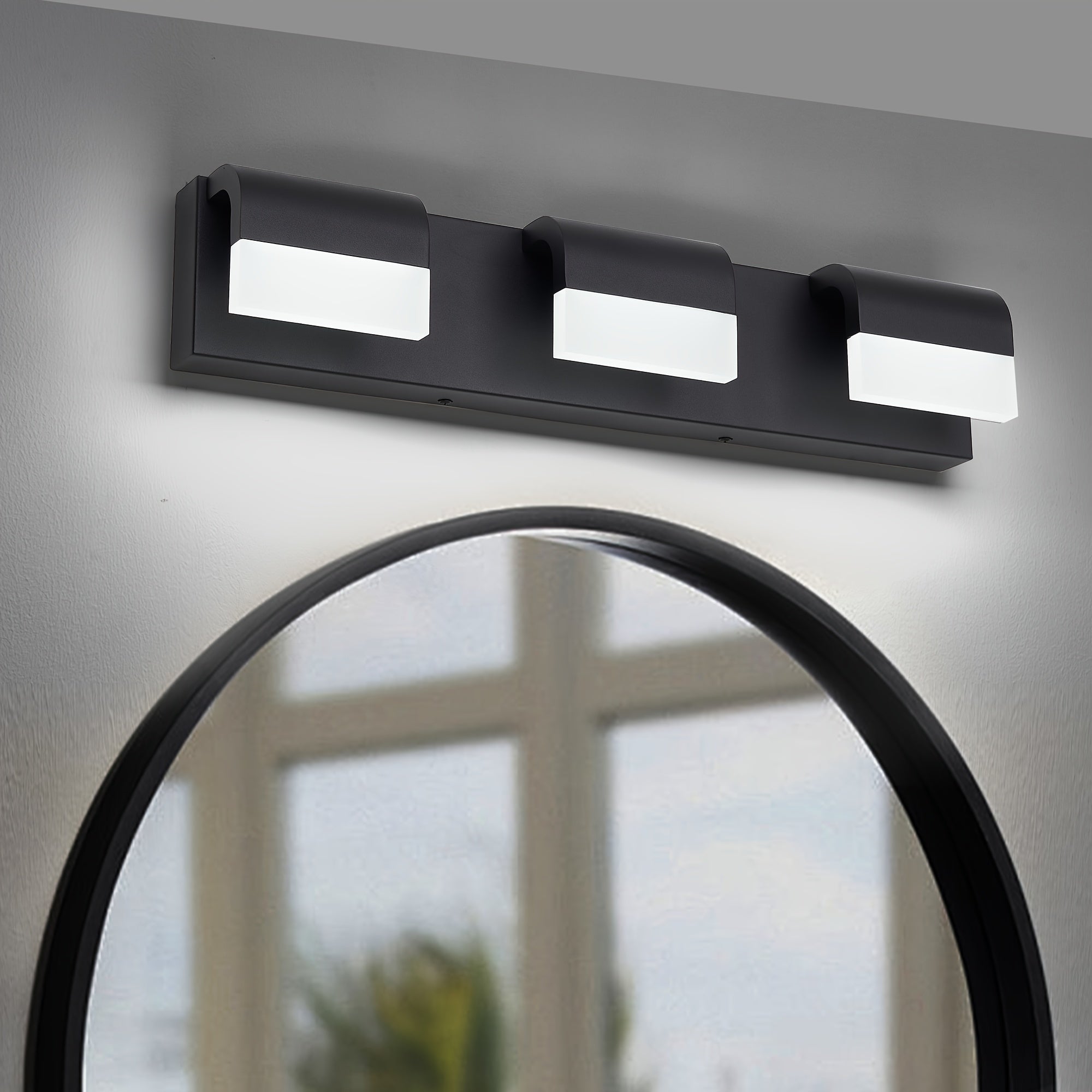21.7-Inch 3-Light Modern Bathroom Vanity Light, Elegant Bathroom Wall Light, with LED Light Source and Acrylic Shade, Dimmable Bathroom Lighting Fixture (Dimmer Switch Not Included), Suitable for Bathroom, Bedroom