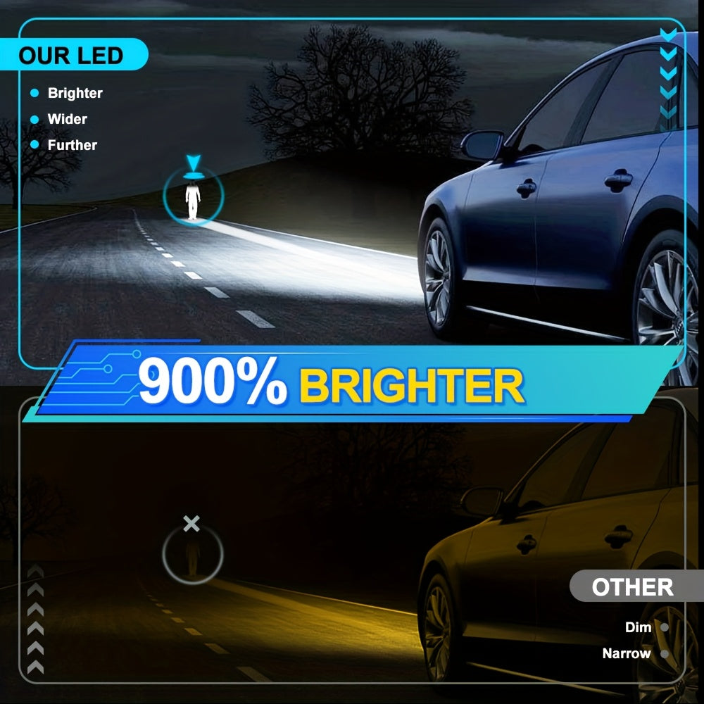 2-Pack High Power 9005 HB3 9006 HB4 LED Car Fog Light and Headlight Set, Mini Size 1:1 H11 H4 H7 H15 Headlights, Super Bright 6000K Car Light, Easy-to-Install Anti-Fog DRL Bulbs, No Battery Included