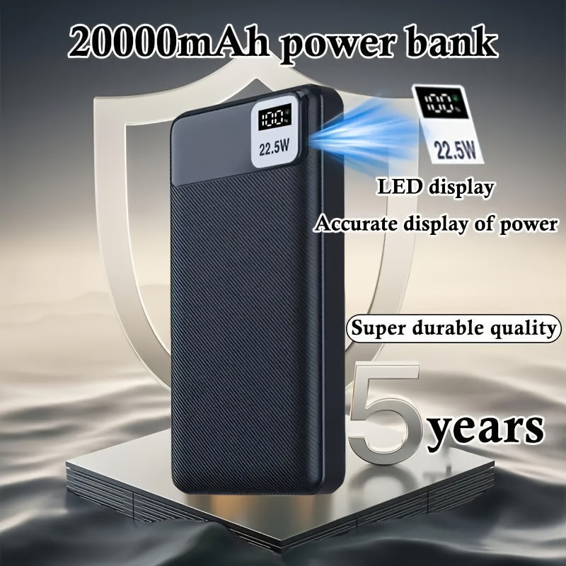 A Portable Power Bank with a Capacity of 10000Mah Or 20000Mah, Featuring a 22W Fast Charger, LED Power Indicator, And Multiple Interfaces Including USB, Type-C, And Micro. It Is Compatible with for Iphone And Android Devices