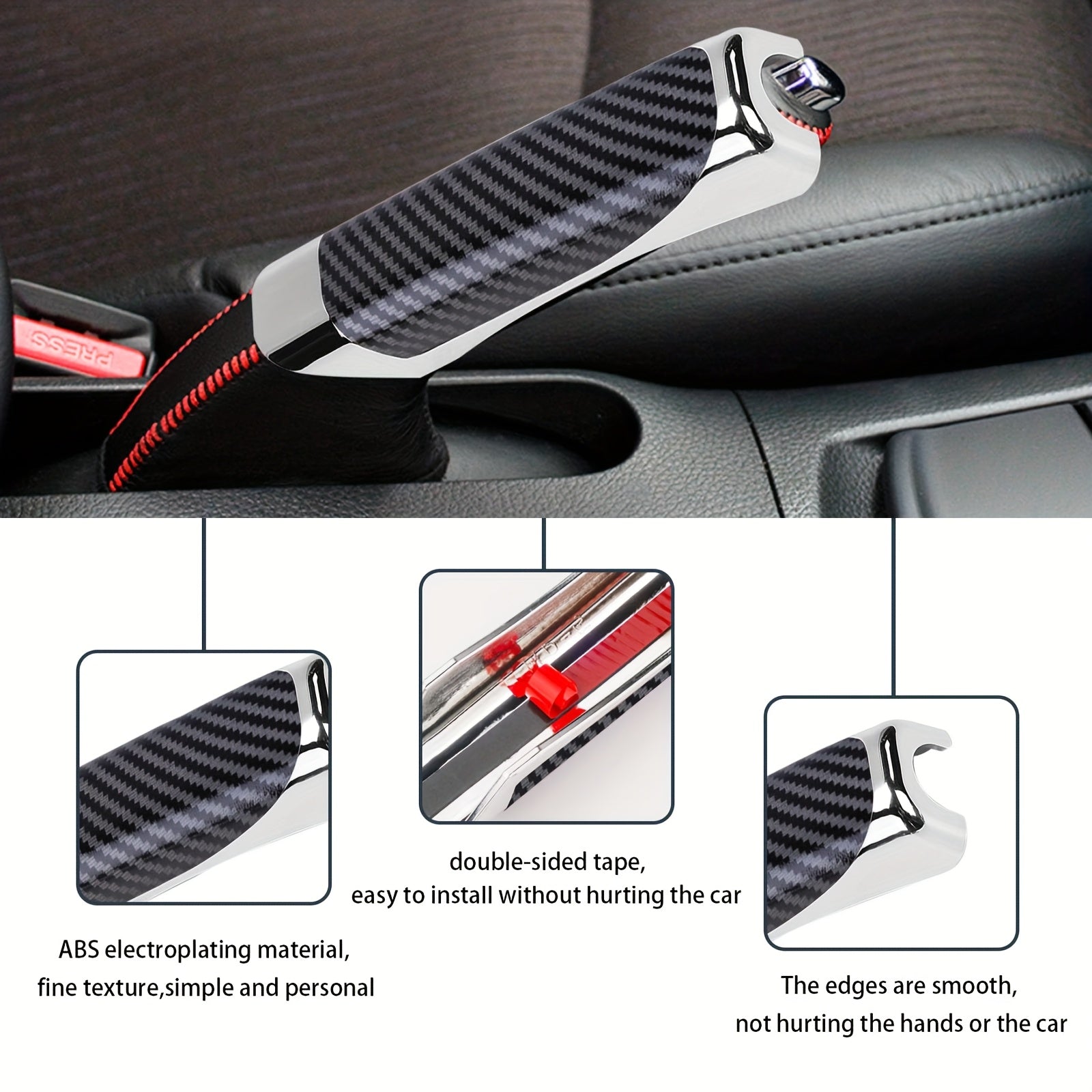 Universal Handbrake Cover, ABS Plastic Material, Carbon Fiber Look Design, Aimed at Enhancing SUV Interior, Compatible with Multiple Car Models