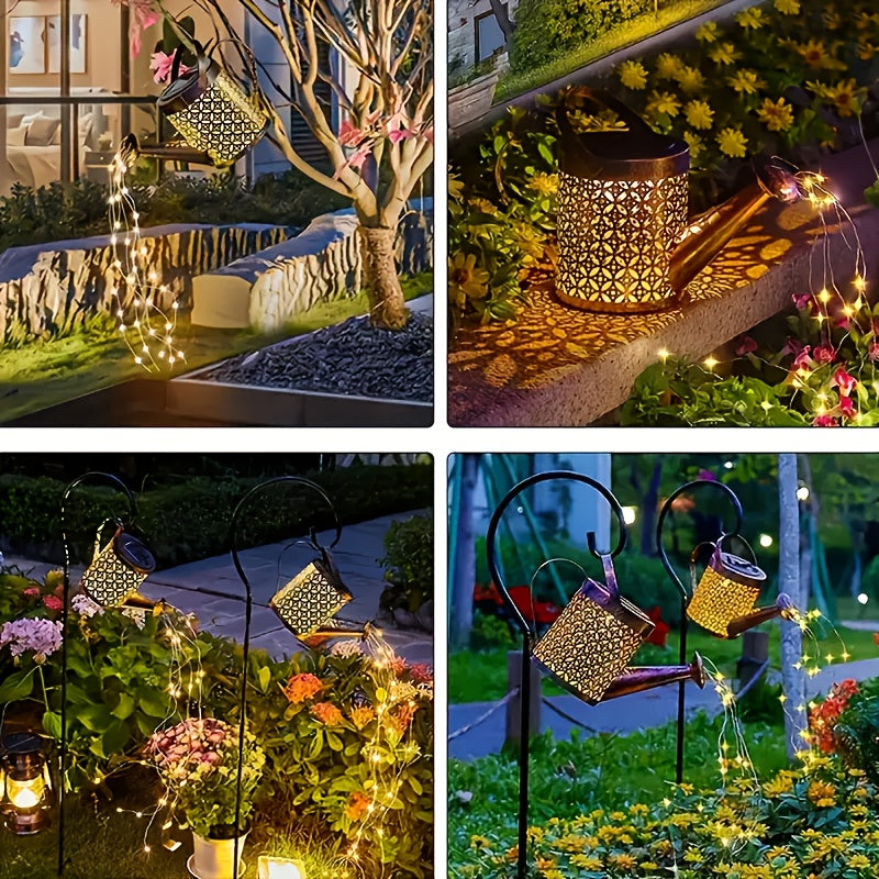 1PC Solar Watering Can Light, Outdoor Hanging Garden Decoration Solar Light, Vintage Metal Hanging Solar Light, LED Solar String Light Lawn Path Courtyard Light, Perfect for Parties, Holidays, Patios, Festivals, Garden Pathways