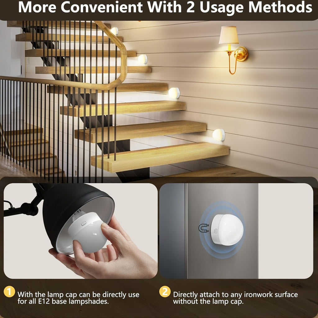 1/2-pack rechargeable light, under-cabinet light, wall light, decorative light, magnetic ambiance light, smart bulb with remote timer and 15 color temperatures, detachable base, working voltage 5V, USB fast charging, suitable for bedroom