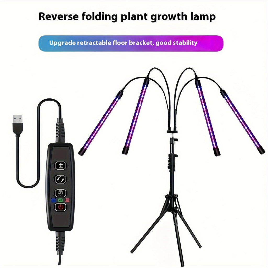 4-Head LED Plant Grow Light, Full Spectrum 3 Modes Adjustable Support Indoor Grow Lamp Home Commercial Large Coverage for Plant Night Growth