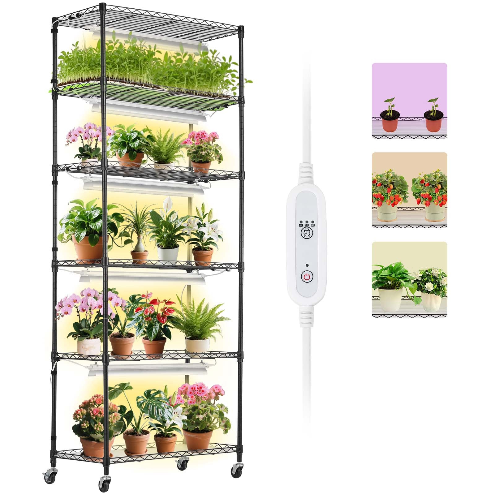 VEVOR Plant Stand with Grow Light, 6 Tiers, 150W, 70.9" Tall Plant Grow Shelf