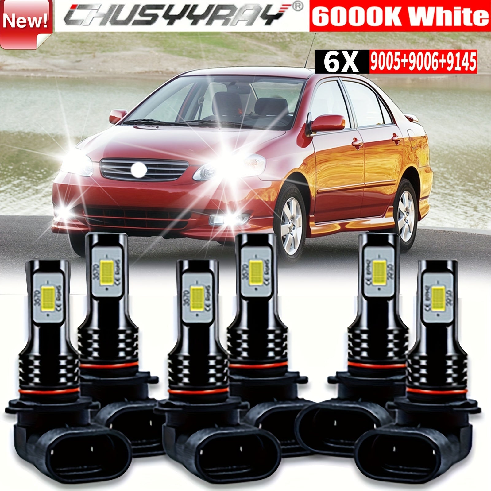 LED Headlight/Fog Light 110W 30000 Lumens 6000K Pure White Super Bright Easy Installation for Toyota Corolla 2005 2006 2007 2008