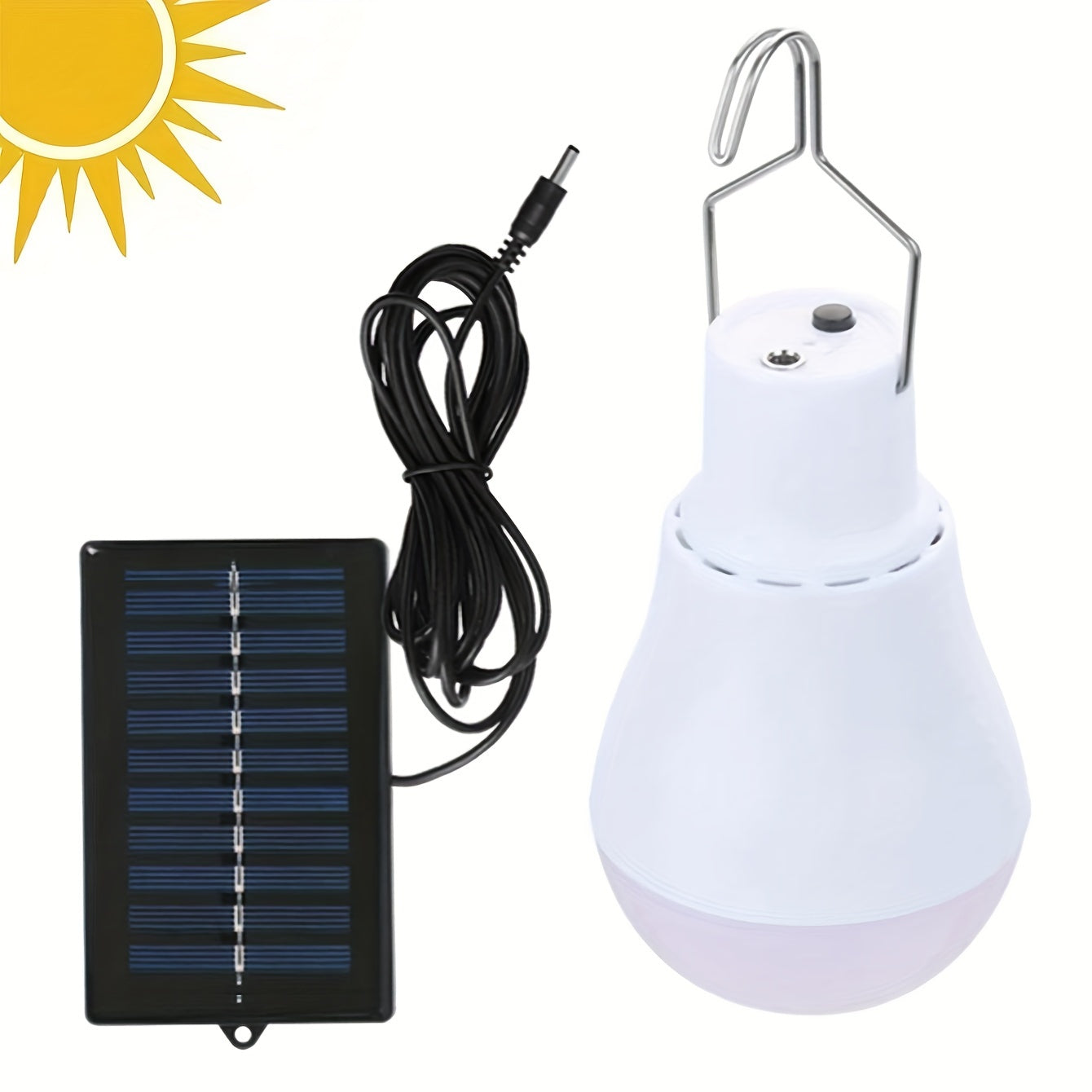 Solar LED outdoor bulb with solar panel - rechargeable energy-saving hanging garden and camping light