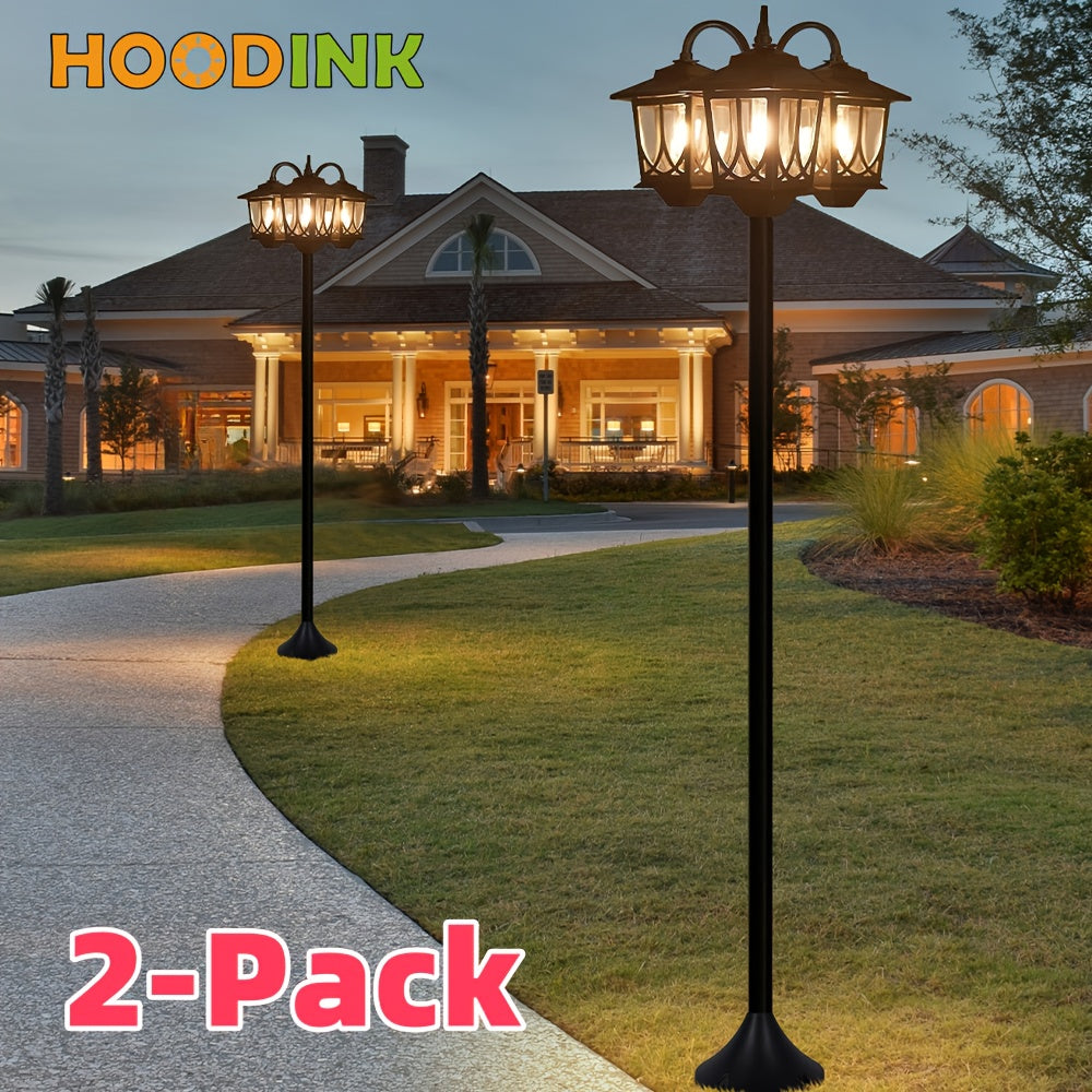 2/1-Piece 73-Inch 3-Head Solar Light, Clear Glass Aluminum, 60 Lumens, Accurate 3000K Light, Adjustable in Sections, Solar Floor Lamp, Outdoor Light, Solar Post Light, Suitable for Home, Courtyard, Garden, Valentine's Day, Carnival