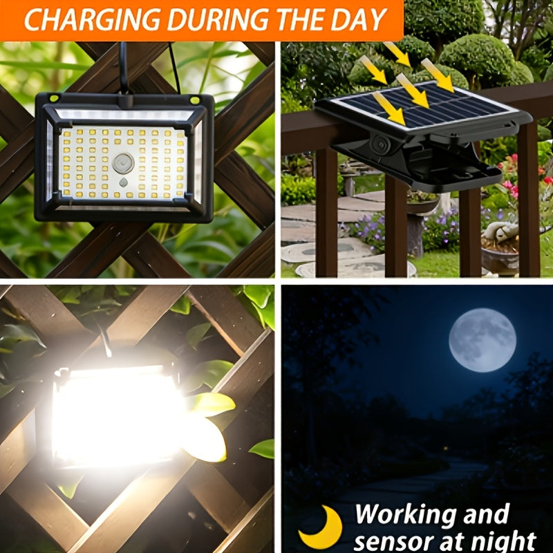 Commercial Street Solar Split Wall Light, 190LED Solar Floodlight with Hook and Separate Solar Panel, with Clip for Easy Installation, with Motion Sensor, IP65 Outdoor Courtyard Light, Perfect for Garden, Corridor, Indoor & Outdoor, Street, Deck