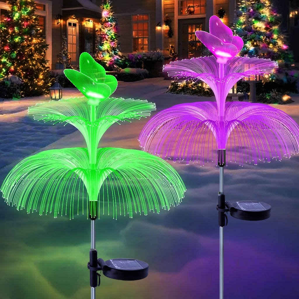 1/2/3-Piece Solar Layered Butterfly Jellyfish Light, Color Gradient Function, Battery 600mAh, Flower Light Festival Holiday Light, Courtyard Garden Lawn Light, Christmas Holiday Light