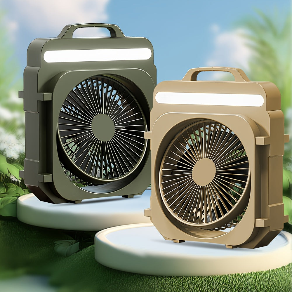 1Pcs 3-in-1 Desktop Fan, 5 Speed Levels, 3 Light Modes, 4000mAh Battery, USB Rechargeable, Portable Quiet Fan for Camping, Home and Office