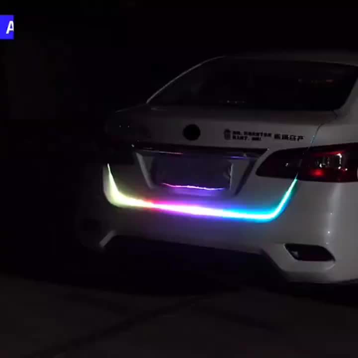 RGB灯带汽车LED 12V动态LED灯条47.24英寸/59.06英寸 - 汽车氛围霓虹灯，硬接线设计，适用于多种车型，无需电池