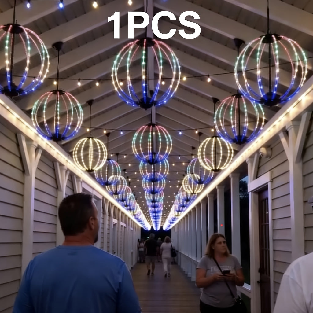 Outdoor Detachable Solar Round Ball Light, Lighting Effect with Flowing Water Function, 144 LEDs, 8 Lighting Modes, 3 Colors Optional, Outdoor Decoration, Suitable for New Year, Party, Wedding, Thanksgiving, Christmas, Camping