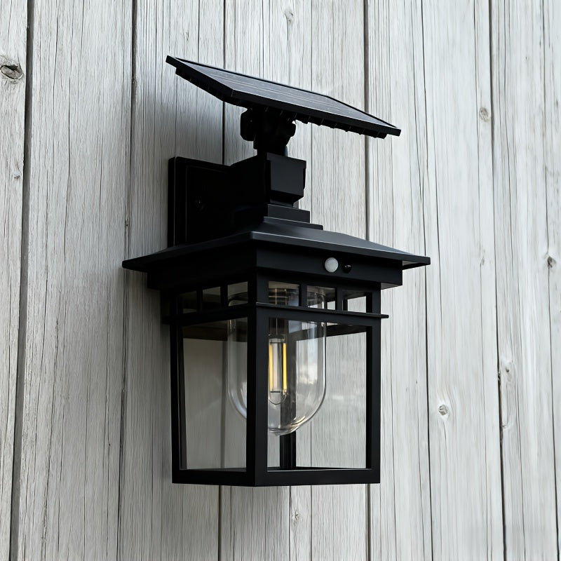 Solar Wall Light with Motion Sensor and Adjustable Panel | Dusk to Dawn Automatic On/Off, Security Lantern Suitable for Gate, Garage, Fence, Courtyard, Patio
